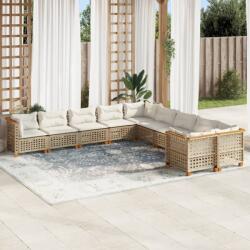 vidaXL 10 részes bézs polyrattan kerti ülőgarnitúra párnával (3262048)
