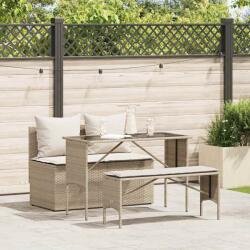vidaXL 3 részes bézs polyrattan kerti étkezőgarnitúra párnákkal (4104185) - vidaxl