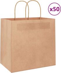 vidaXL 50 db barna kraft papírzacskók fogantyúkkal 26x17x25 cm (4101577)