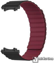  Xiaomi Amazfit T-Rex 3, Okosóra szíj, Szilikon, Mágneses, Loop, 220mm hosszú, Fekete, Bordó