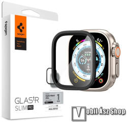 Spigen GLASTR SLIM PRO okosóra előlap védő karcálló edzett üveg fém kerettel - 1db - FEKETE - 9H, A teljes kijelzőt védi - APPLE Watch Ultra (49mm) / Watch Ultra 2 (49mm) - AGL06163 (AGL06163)