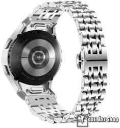  Fém okosóra szíj, Rozsdamentes acél, Speciális pillangócsatos, Gombos gyorskioldó, Ezüst, Samsung Galaxy Watch FE, Watch4, Watch5, Watch5 Pro, Watch6, Watch7