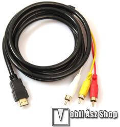  HDMI átalakító kábel - 1, 5m hosszú, HDMI-ről 3-RCA Video Audio AV-re alakít át - FEKETE (csak analóg jel átvitelére alkalmas)