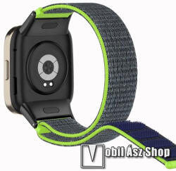Okosóra szíj - szövet, tépőzáras - 244mm hosszú - KÉK / ZÖLD - Xiaomi Redmi Watch 3 / Mi Watch Lite 3 / Redmi Band 3