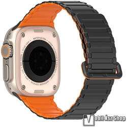 DUX DUCIS okosóra szíj, Szilikon, Mágneses, Állítható, Narancssárga, Fekete, Apple Watch Series 1, 2, 3 42mm, 4, 5, 6, SE 44mm, 7, 8, 9 45mm, 10 46mm, Ultra, Ultra 2 49mm