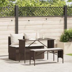 vidaXL 3 részes barna polyrattan kerti étkezőgarnitúra párnával (4104182) - vidaxl
