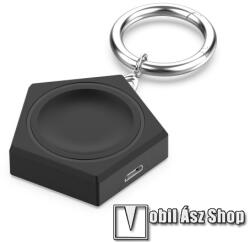 Okosóra mini USB töltő / adapter - FEKETE - mágneses, Type-C vagy microUSB kábellel használható (NEM TARTOZÉK), kulcstartóra tehető - HUAWEI Watch 4 / 4 Pro / 3 / 3 Pro / GT 2 Pro / GT 2 Pro ECG / GT
