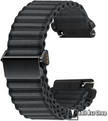 Okosóra Trail Band sportszíj, Szövet, Csatos, Légáteresztő, Széles hullámos kialakítás, 220mm hosszú, 22mm széles, Fekete, Garmin Forerunner 255 (46mm), Forerunner 265, Venu 3 45mm, Xiaomi Watch S1 Pr