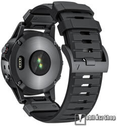 Okosóra szíj, Szilikon, 26mm széles, QUICKFIT, 122+93mm hosszú, Sport, Bordázott minta, Fekete, Garmin D2 Mach 1 Pro 51mm, Enduro 3, fenix 8 51mm, Descent Mk3i 51mm, fenix 7X, 7X Pro, 6X, 6X Pro, tact