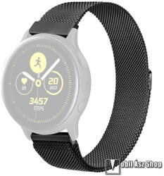  Okosóra milánói szíj, Rozsdamentes acél, Mágneses, Légáteresztő fém háló kialakítás, 225mm hosszú, 20mm széles, Fekete, Garmin Bounce, Forerunner 165, vívoactive 5, SAMSUNG Galaxy Watch7 40mm, Watch7 