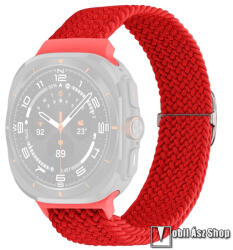 Samsung Galaxy Watch Ultra, Okosóra szíj, Légáteresztő szövet, Fonott, 220mm hosszú, Piros