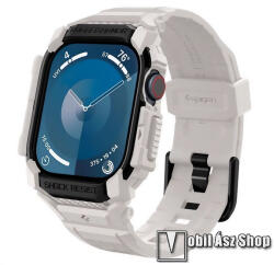 Spigen Apple Watch Series 10 46mm, SPIGEN RUGGED ARMOR PRO okosóra szíj és védő keret, Állítható szilikon szíj, Szilikon keret, Erős védelem, Bézs (ACS08607)