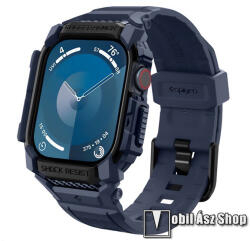 Spigen Apple Watch Series 10 42mm, SPIGEN RUGGED ARMOR PRO okosóra szíj és védő keret, Állítható szilikon szíj, Szilikon keret, Erős védelem, Sötétkék (ACS08592)