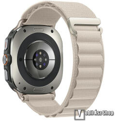 Samsung Galaxy Watch Ultra, Okosóra szíj, Alpesi szíj, Állítható méret, Egybe­szőtt szövet­, Z kapocs, Légáteresztő, Törtfehér