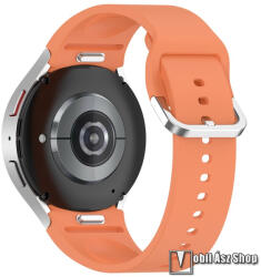  Okosóra szíj, Szilikon, Csatos, Gombos gyorskioldó, 88mm + 127mm hosszú, 20mm széles, Narancssárga, Samsung Galaxy Watch FE / Watch4 / Watch5 / Watch5 Pro / Watch6 / Watch7