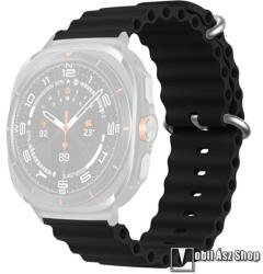 Samsung Galaxy Watch Ultra, Okosóra szíj, Szilikon, Fém csat, Csőszerkezetes struktúra, Rugalmas, Fekete
