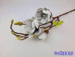 Magnolia 2 fej + bimbó real touch élethű ág 80 cm - Silver