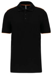 Designed To Work WK270 rövid ujjú férfi galléros póló, kontrasztos diszítésekkel Designed To Work, Black/Orange-L (wk270bl-or-l)