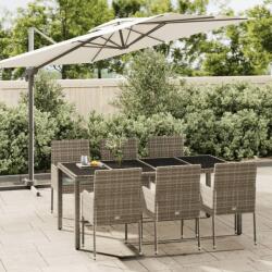 vidaXL Set mobilier de grădină cu perne, 7 piese, gri, poliratan (3185009) - comfy