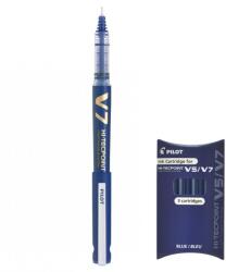 Pilot Set roller reincarcabil Pilot V7 Hi-Tecpoint 0.7 mm + 3 rezerve, Albastru (SET-2889++4456)