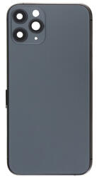 Apple iPhone 11 Pro középső keret akkufedéllel, oldalgombokkal, sim kártya tartó tálcával és kamera lencsével, fekete (EU verzió, utángyártott)