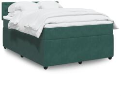 vidaXL sötétzöld bársony rugós ágy matraccal 160x200 cm (3290097)