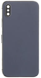 Apple iPhone XS középső keret akkufedéllel, oldalgombokkal, sim kártya tartó tálcával és kamera lencsével, fekete (EU verzió, OEM)