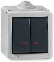ALING-CONEL Aling-Conel ARMOR - 105 kétáramkörös kapcsoló, jelzőfényes, 10A 250V, IP55, IK07, FÉM házban, szürke/antracit (2821.1A) (2821.1A)
