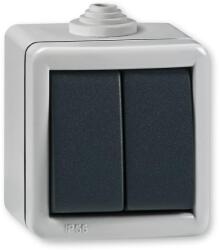 ALING-CONEL Aling-Conel ARMOR - 105 kétáramkörös kapcsoló, 10A 250V, IP55, IK07, FÉM házban, szürke/antracit (282.1A) (282.1A)