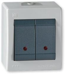 ALING-CONEL Aling-Conel POWER - 105 kétáramkörös kapcsoló, 10A 250V, IP44, jelzőfényes, szürke/antracit (2521.1A) (2521.1A)