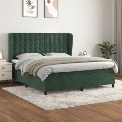 vidaXL sötétzöld bársony rugós ágy matraccal 160x200 cm (3129462)