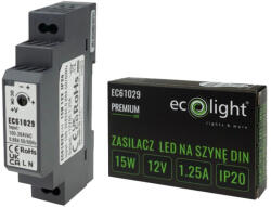 ECOLight Tápegység LED DIN Rail Premium Line 12V 15W Ecolighthoz (ECOZAS0905)