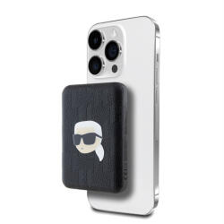 KARL LAGERFELD Embossed Karl Head MagSafe kompatibilis Power bank / külső akkumulátor, 5000mAh, fekete (KLPB5FPGKSKIHK)