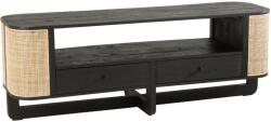 J-line Fekete fa TV asztal J-line Meldo 140 x 40, 5 cm rattan szövettel Meldo 140 x 40, 5 cm (J-20623)