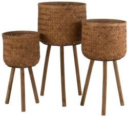 J-line Három barna rattan virágcserép készlete J-line Joix 55/65/75 cm (J-23234)