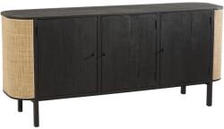 J-line Fekete fából készült komód J-line Meldo 180 x 45, 5 cm, rattannal (J-20624)