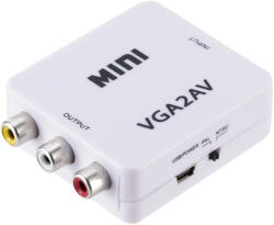 HOPE R Mini convertor VGA la AV(RCA), 1080p, video si audio stereo, HOPE R (CVGAAVHPR)