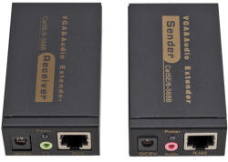 HOPE R Extender semnal video VGA pana la 100m, cu transmitator si receiver RJ45 Ethernet Cat5 6, rezolutie 1080p, HOPE R (HPREXVGALAN100M)