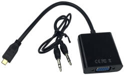 HOPE R Cablu convertor mini HDMI tata la VGA mama cu cablu audio, 15 cm, HOPE R (CMHDMVGAAHP)