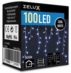 ZELUX 100 Led 2, 5m Karácsonyi jégcsap fényfüggöny Világítás CW (BCHTZX-25MCW)