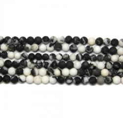  Jasp Zebra Negru Mat Rotund 4x4 mm Margele Pietre Semipretioase