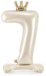 Partydeco Talpas számos lufi 40" (103cm) fólia szám, számjegy, 7-es csak levegővel tölthető, Krémszínű (LUFI547017)