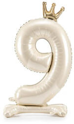 Partydeco Talpas számos lufi 40" (103cm) fólia szám, számjegy, 9-es csak levegővel tölthető, Krémszínű (LUFI799663)