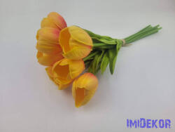  Nyíló gumi tulipán 7 szálas köteg 33cm - Narancsos
