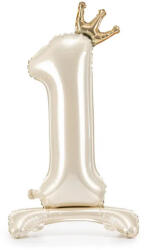 Partydeco Talpas számos lufi 40" (103cm) fólia szám, számjegy, 1-es csak levegővel tölthető, Krémszínű (LUFI848131)
