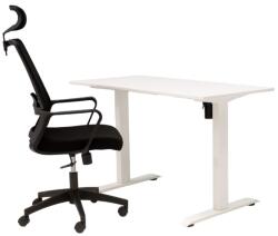 DAB Birou electric IntelliFlex 2 motoare, controler digital cu memorie, sistem anticoliziune, cadru alb, blat alb 140x70 cm, nou (DPC 3700136955)