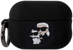 Karl Lagerfeld Carcasă din silicon Karl Lagerfeld 3D logo NFT Karl și Choupette pentru AirPods Pro 2 negru (KLAP2RUNKC)