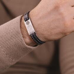 Evana Robust C Brățară din piele cusută cu plăcuță personalizabilă (ROBUST C)