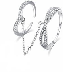MOISS Inel dublu de lux din argint cu zirconii R00022 54 mm