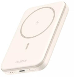 UGREEN Magnetic Wireless Power Bank 5000 mAh 15W - преносима външна батерия с USB-C порт и безжично зареждане с MagSafe (бежов)